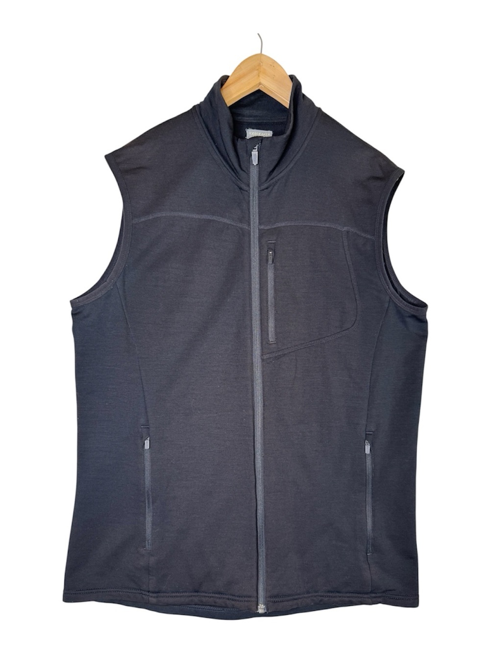 Icebreaker Merino Fleece Lined Full Zip Vest Black Men's Size Medium